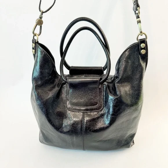 Hobo International Shelia Drop Handle Black Leather Handbag Small Size - Picture 2 of 5